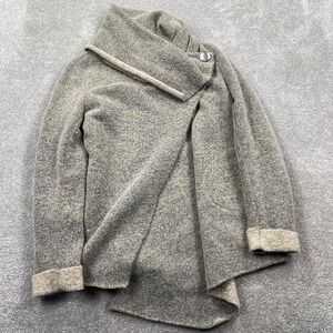 Blue Sand Italy Gray Wool Blend Asymmetric Wrap Button Funnel Neck Cardigan S